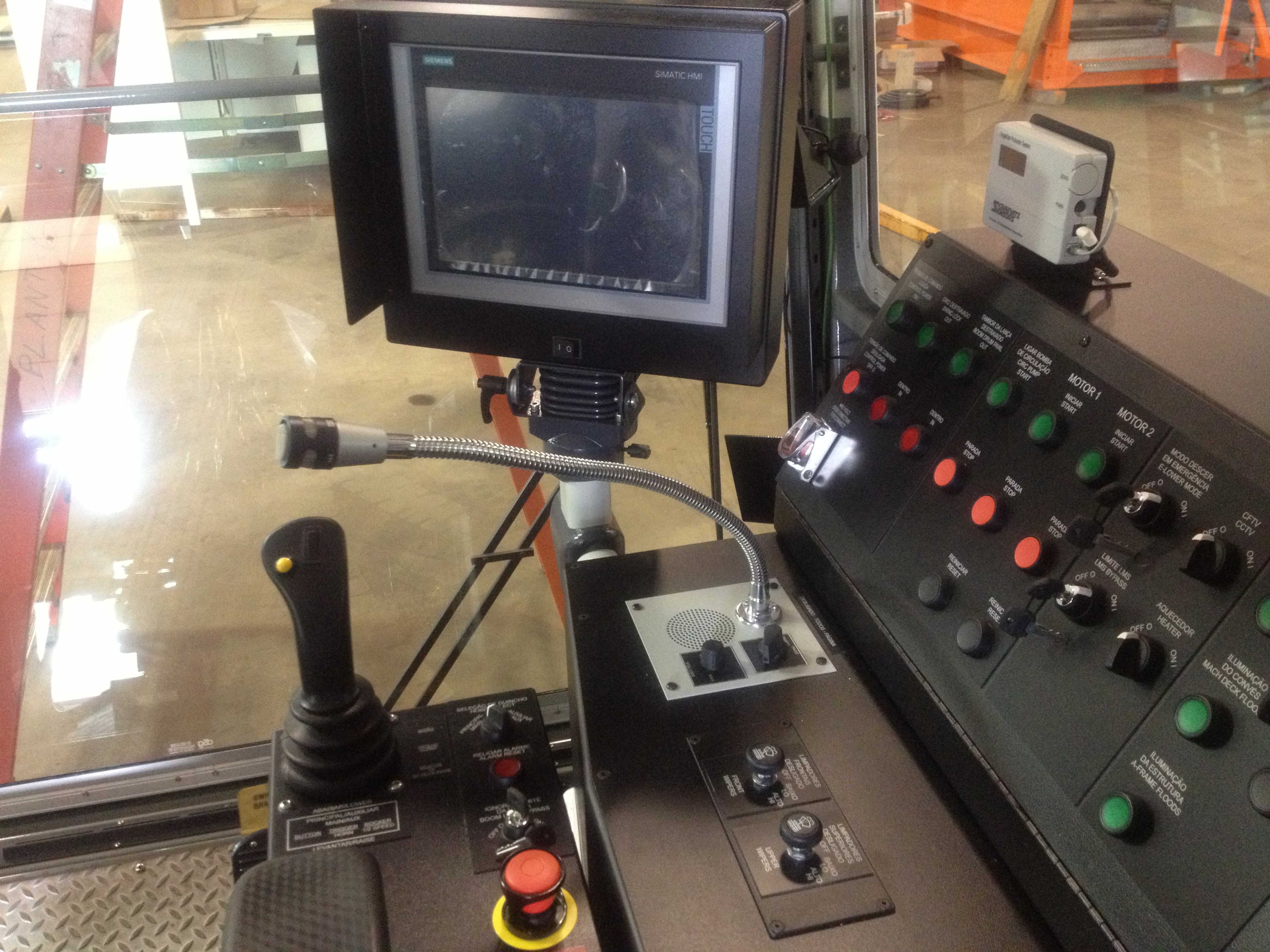 Industrial control panel with joystick, HMI touchscreen, and operator controls assembled at Northstar Steel Fabricating